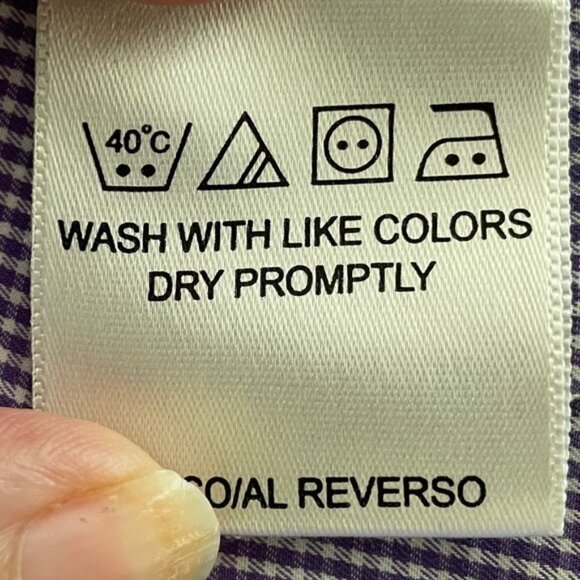 Ben Sherman LS Button Down Oxford Collar Check Print Shirt Purple White Sz 165 - Picture 13 of 15